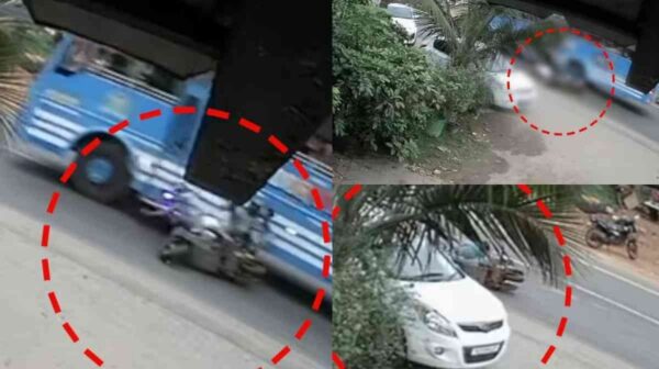 സ്കൂട്ടറിന് പിന്നിൽ സ്വകാര്യ ബസിടിച്ചു, മൂന്നു വയസുകാരന് ദാരുണാന്ത്യം.