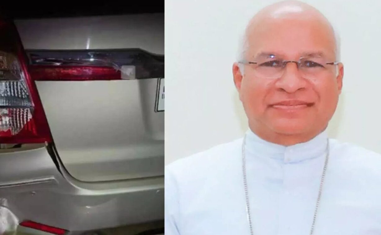 മൂവാറ്റുപുഴയില്‍ ബിഷപ്പിന്റെ കാറിനുനേരെ ആക്രമണം