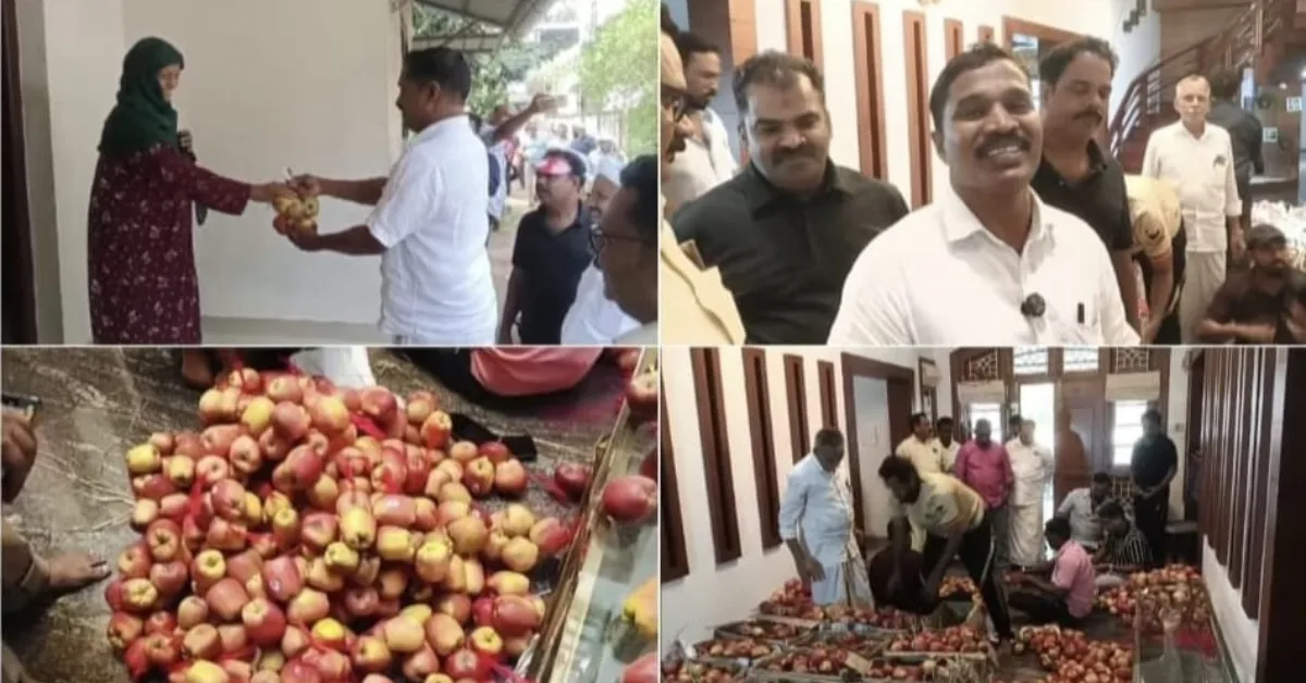 ആപ്പിൾ ചിഹ്നത്തിൽ ജയിച്ച സ്ഥാനാർഥി നന്ദി പറയാൻ വീടുകളിൽ എത്തിയത് ആപ്പിളുകളുമായി