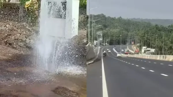 ദേശീയപാത നിർമാണത്തിനിടെ കുടിവെള്ള പൈപ്പ് പൊട്ടൽ