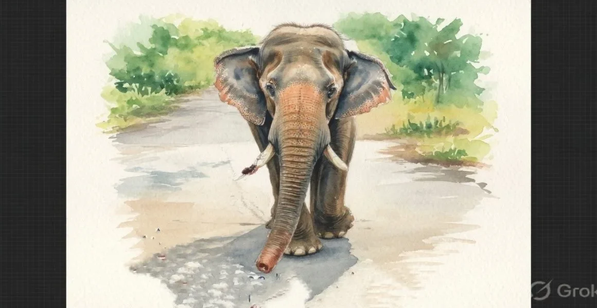 വനപാതയിൽ കൊമ്പന്റെ കലിപ്പ്; കെഎസ്ആർടിസി ബസിന് നേരെ കാട്ടാനയുടെ ആക്രമണം