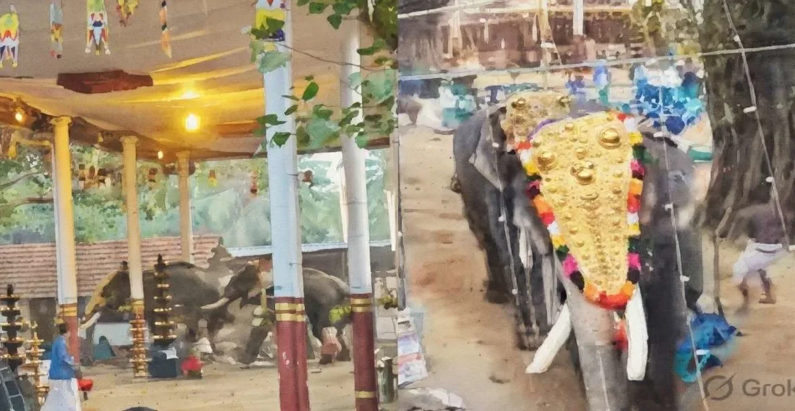 അരയൻകാവിൽ ഉത്സവത്തിനിടെ പരിഭ്രാന്തി; ഇടഞ്ഞോടി ആന, തലനാരിഴയ്ക്ക് ഒഴിവായത് വൻ ദുരന്തം